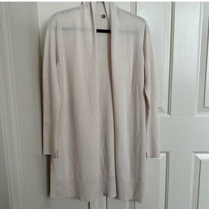 Margaret O'Leary 100% Cashmere Open Front Longline Cardigan - Cream/Oatmeal